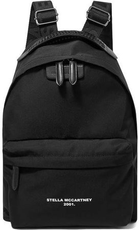 The Falabella Go Faux Leather-trimmed Printed Shell Backpack - Black