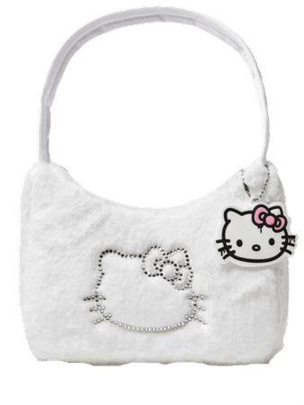 hello kitty fur purse white