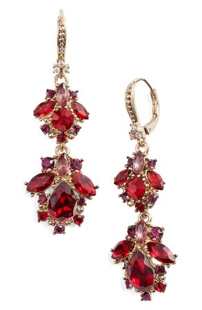 Marchesa Crystal Cluster Double Drop Earrings | Nordstrom