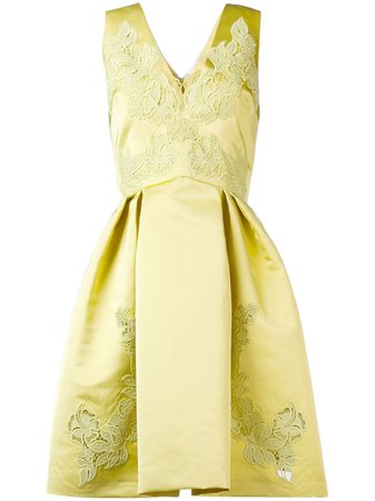 Yellow Zuhair Murad embroidered flared dress DRR19355MITC001 - Farfetch