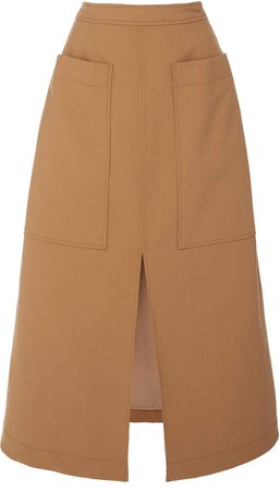 Twill Midi A-Line Skirt
