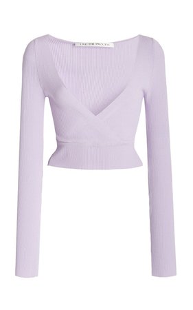 Live the Process Verso Ribbed-Knit Cropped Wrap Top