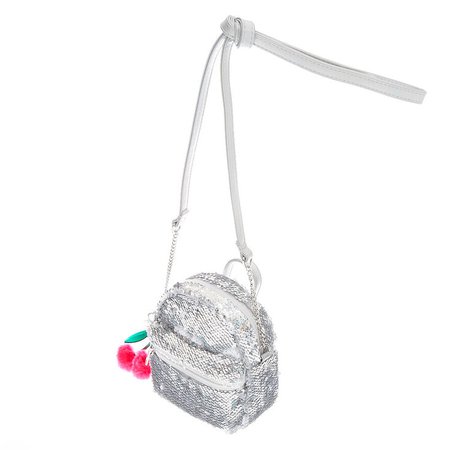 Reversible Sequin Mini Backpack Crossbody Bag - White | Claire's US