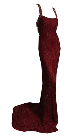 1930s Style Ruby Red Glass Beaded Silk Jersey Bejeweled Evening Gown D – Dorothea's Closet Vintage