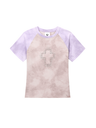 CLUT STUDIO Tie-dye Cross T-shirt_Pink