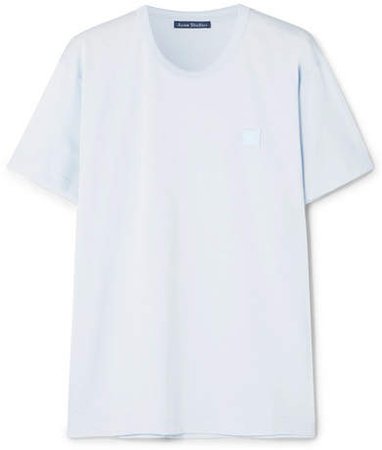 Nash Face Appliquéd Cotton-jersey T-shirt - Light blue