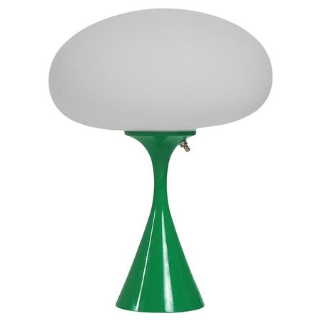 Mid-Century Modern Table Lamp by Designline in Green and White Glass For Sale at 1stDibs