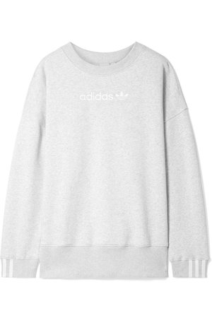 adidas Originals | Coeeze embroidered striped organic cotton-blend jersey sweatshirt | NET-A-PORTER.COM