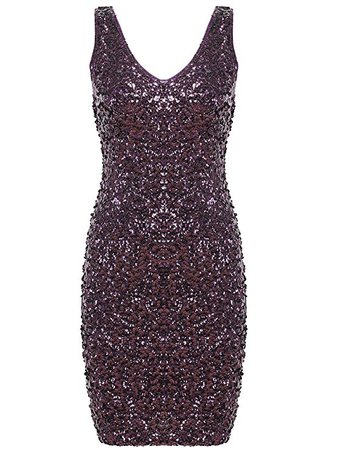 AmazonSmile: PrettyGuide Women's Sexy Deep V Neck Sequin Glitter Bodycon Stretchy Mini Party Dress: Clothing