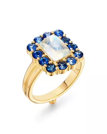 Temple St. Clair 18K Yellow Gold Color Theory Moonstone & Blue Sapphire Ring | Bloomingdale's