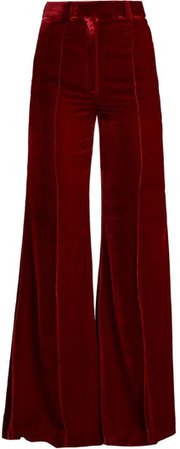 velver red flare pants