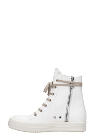 Rick Owens Sneaker High Sneakers In White Leather