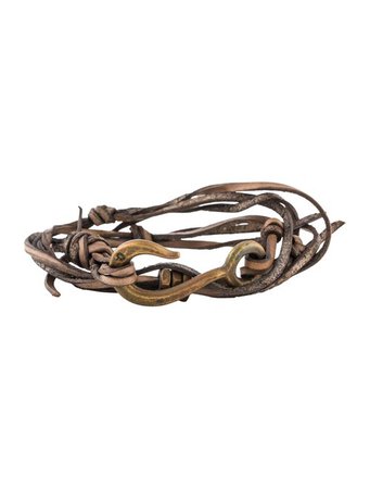 Giles & Brother Lashing Leather Hook Bracelet - Bracelets - WGI20895 | The RealReal
