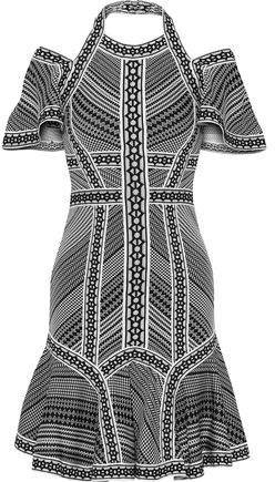 Cold-shoulder Jacquard-knit Dress