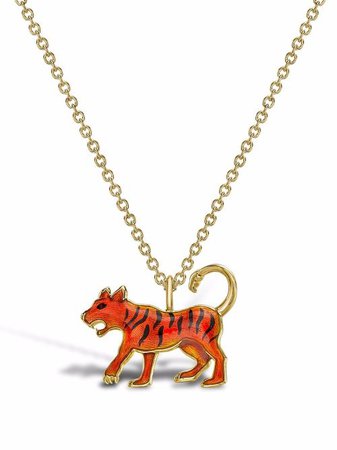 Shop Pragnell 18kt yellow gold Zodiac tiger pendant necklace with Express Delivery - FARFETCH