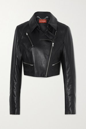 Seijun Cropped Leather Jacket - Black