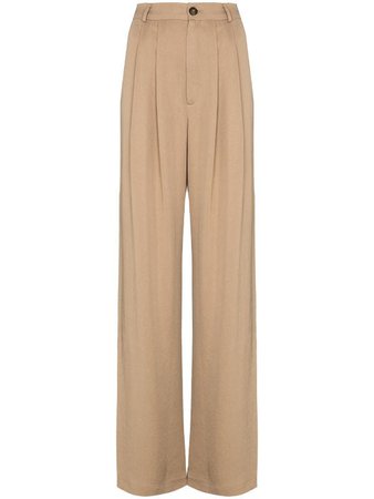 Shop brown Reformation Mason darted wide leg trousers with Afterpay - Farfetch Australia