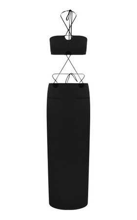 Tie-Detailed Cutout Wool Maxi Halter Dress By Christopher Esber | Moda Operandi