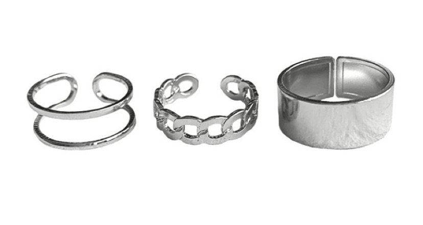 3 Silver Rings