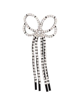 Loewe Crystal-Embellished Bow Earrings 10129006 Black | Farfetch