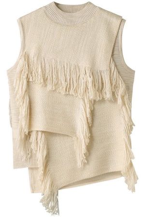 cream tattered knit vest