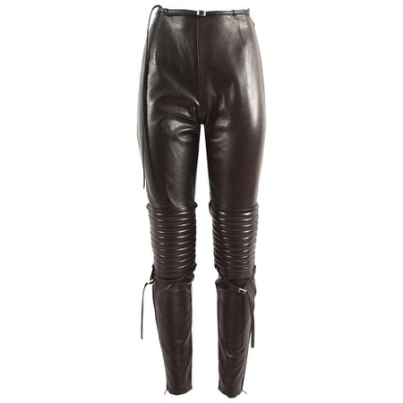 Jean Paul Gaultier Autumn-Winter 1990 black and brown leather biker pants For Sale at 1stdibs