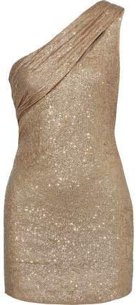 Magda One-shoulder Sequined Metallic Stretch-knit Mini Dress