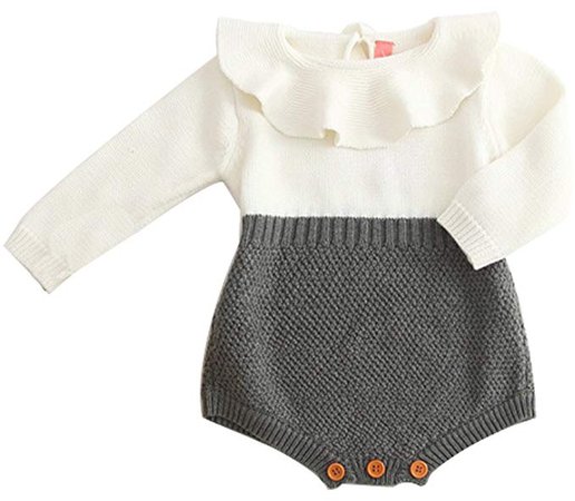 Amazon.com: BANGELY Baby Girl Wool Knit Sweater Romper Princess Ruffle Knitted Onesies Jumpsuit: Clothing