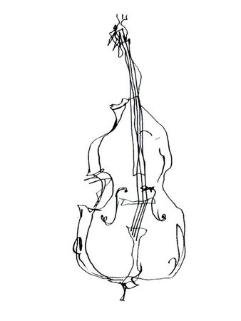 Illustration of a Double Bass - by Rose Jocham on Esty