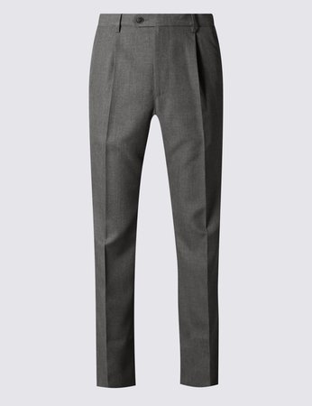 Regular Fit Single Pleated Trousers | M&S Collection | M&S