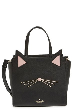 Cute ears and whiskers lend jaunty feline charm to this lavish Kate Spade satchel polished with gleaming goldtone accents. | Leather satchel, Kate spade handbags, Bags