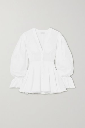 White Cotton-poplin peplum blouse | Alexander McQueen | NET-A-PORTER