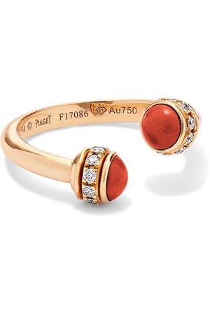 Piaget | Possession 18-karat rose gold, carnelian and diamond ring | NET-A-PORTER.COM