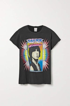 Iggy Pop Distressed Printed Cotton-jersey T-shirt - Black