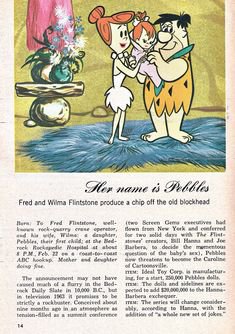 "Her name is Pebbles" -- TV Guide (February 1963) | Flintstones, Classic cartoon characters, Old cartoons
