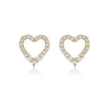 9ct Yellow Gold Cubic Zirconia Heart Stud Earrings | Earrings | Jewellery | Goldsmiths