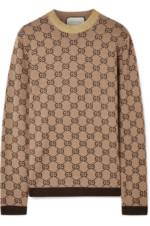 Gucci | Metallic-trimmed intarsia wool sweater | NET-A-PORTER.COM