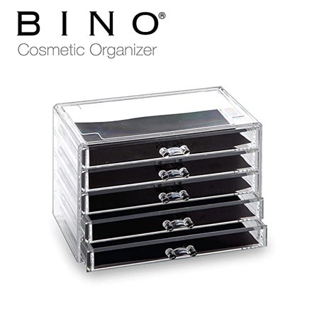 Amazon.com: BINO 5 Drawer Acrylic Jewelry and Makeup Organizer, Clear Cosmetic Organizer Vanity Storage Display Box Make Up Organizers And Storage Makeup Stand: Beauty