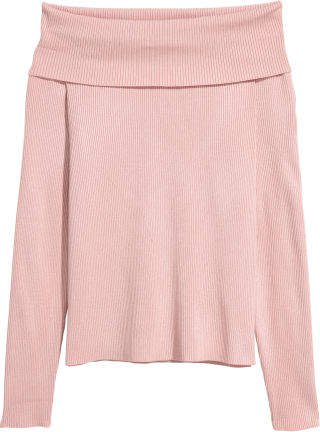 Off-the-shoulder Sweater - Pink