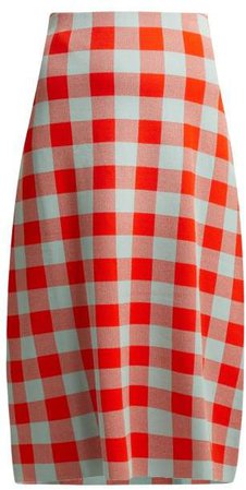 Checked Midi Skirt - Womens - Red Multi