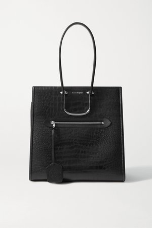 Black The Story large croc-effect leather tote | Alexander McQueen | NET-A-PORTER