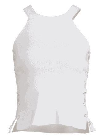 Lace Up Side Knit Tank Top WHITE: Tank Tops ONE SIZE | ZAFUL