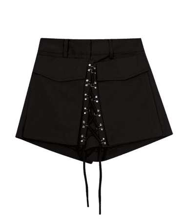 Black Lace-Up Skirt
