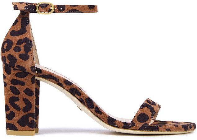 Leopard-print Suede Sandals