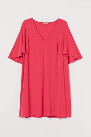 H&M+ Butterfly-sleeved Dress - Red
