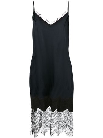 Kiki De Montparnasse Silk Slip Dress 201SL006NAVY Black | Farfetch