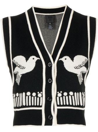 Anna Sui intarsia-knit Cotton Vest