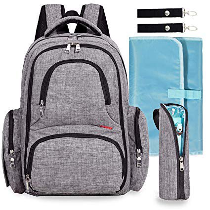 Amazon.com : Big Sale - Baby Diaper Bag Waterproof Travel Diaper Backpack with Changing Pad and Stroller Clips (Gray) : Baby