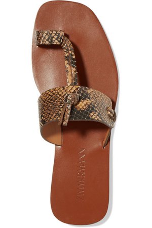 ZIMMERMANN Knotted snake-effect leather sandals