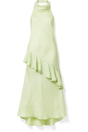Maggie Marilyn | Palm Springs draped ruffled silk-satin twill midi dress | NET-A-PORTER.COM
